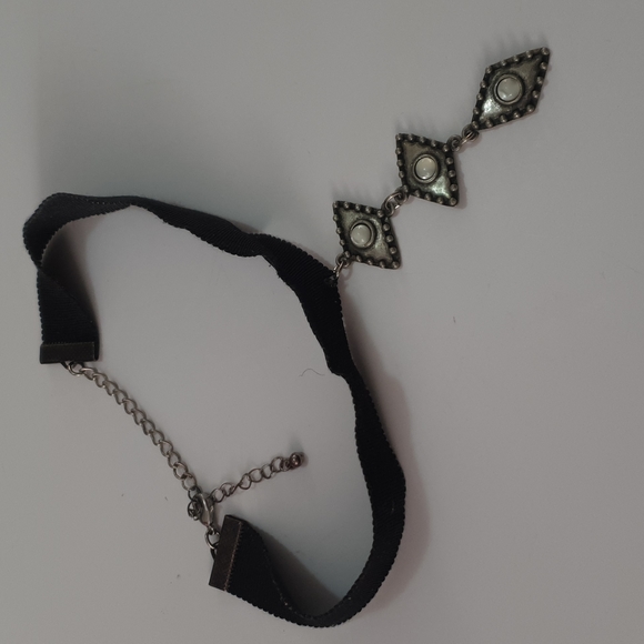 Long pendant adjustable choker boho black/grey - Picture 5 of 14